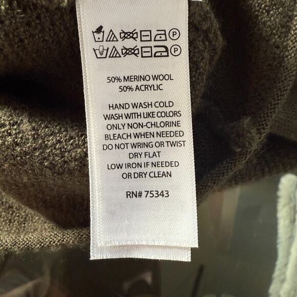 Tahari Merino Wool Blend Asymmetrical Sweater Tunic Olive Green Women’s S - Picture 11 of 12